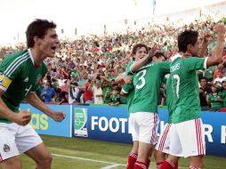 Jugadores de la Selección mexicana Sub-17, celebrando durante partido del Mundial en Torreón. MEXSPORT  /