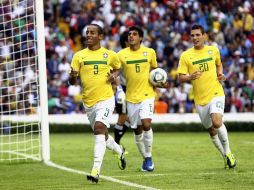 Jugadores de la Selección de Brasil durante partido del Mundial México Sub-17. MEXSPORT  /