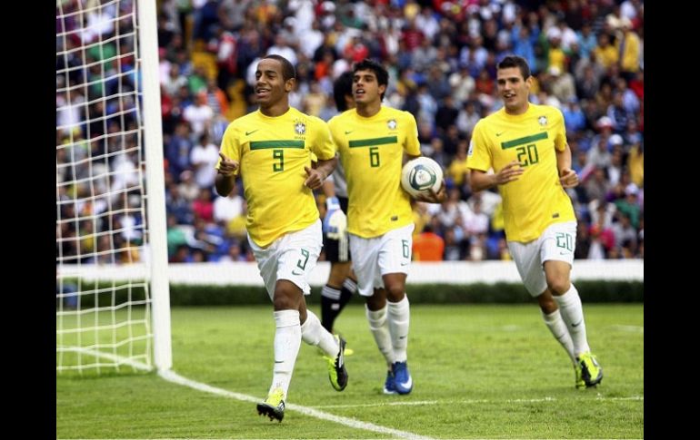 Jugadores de la Selección de Brasil durante partido del Mundial México Sub-17. MEXSPORT  /