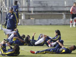 Seleccionados colombianos, durante sesión de entrenamiento para Copa América en Argentina. REUTERS  /