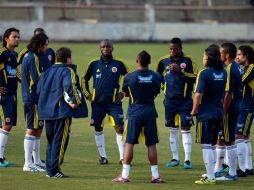 Jugadores de la selección de Colombia, durante sesión de entrenamiento para Copa América en Argentina. EFE  /