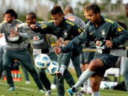 Jugadores de la Selección de Brasil, durante sesión de entrenamiento en Córdoba, Argentina. EFE  /