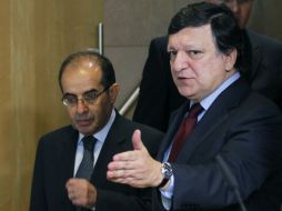 Mahmud Jibril, del Consejo Nacional de Transición libio, se reunió con el presidente de la Comisión Europea, José Durao Barroso. AFP  /