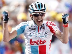 El ciclista de Omega Pharma-Lotto celebra tras ganar la décimocuarta etapa del Tour de Francia. EFE  /