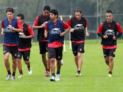 Jugadores del Club Atlas, durante sesión de entrenamiento para Torneo Apertura 2011. MEXSPORT  /