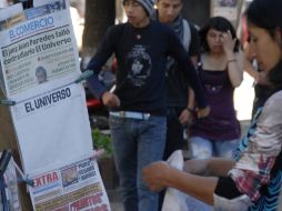 Como una acción de protesta, el diario El Universo, se publicó con una portada blanca. EFE  /