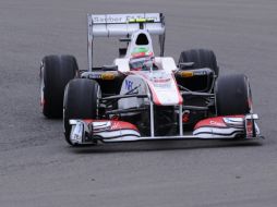 El piloto mexicano, Sergio Pérez, en la primer práctica del GP de Alemania en Nürburgring. AFP  /