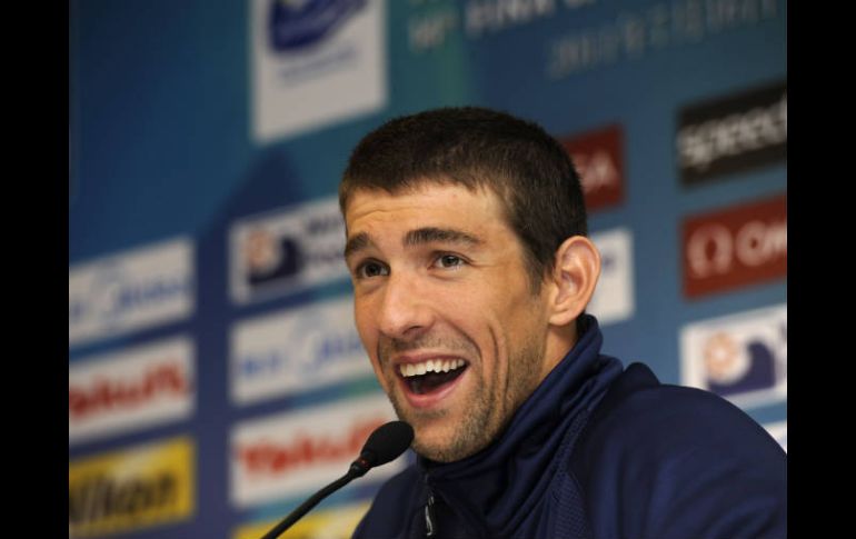 Phelps durante una conferencia de prensa en el Centro deportivo oriental. AFP  /