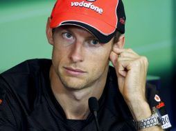 El piloto británico de Fórmula Uno de McLaren Mercedes, Jenson Button, durante una rueda de prensa en el circuito de Hungaroring. EFE  /