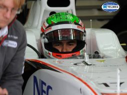 Sergio Pérez durante la primera sesión de entrenamientos libres del GP Hungría. AFP  /