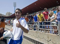 Efraín Juárez durante la presentación de su nuevo equipo el Real Zaragoza. EFE  /