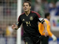 El goleador mexicano, Javier 'Chicharito' Hernández, durante juego de la Copa Oro. MEXSPORT  /