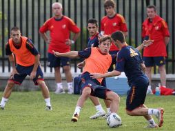 Jugadores de la Selección Sub-20 de España, durante sesión de entrenamiento en Manizales, Colombia. EFE  /