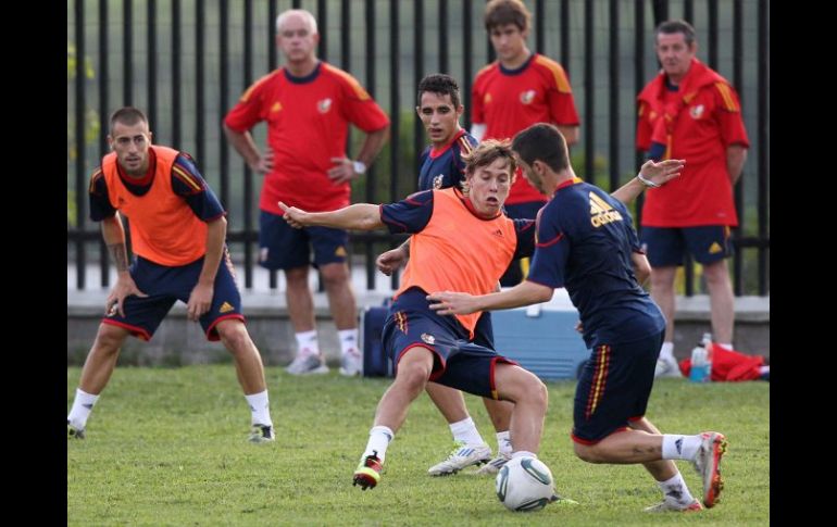 Jugadores de la Selección Sub-20 de España, durante sesión de entrenamiento en Manizales, Colombia. EFE  /