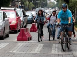 Aspecto de la ciclovía en Javier Mina, que forma parte del Plan Maestro de Movilidad no Motorizada. A. GARCÍA.  /