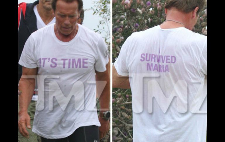 Arnold Schwarzenegger reapareció ahora con temerarias leyendas. ESPECIAL TMZ  /