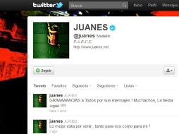 Twitter de Juanes. ESPECIAL  /