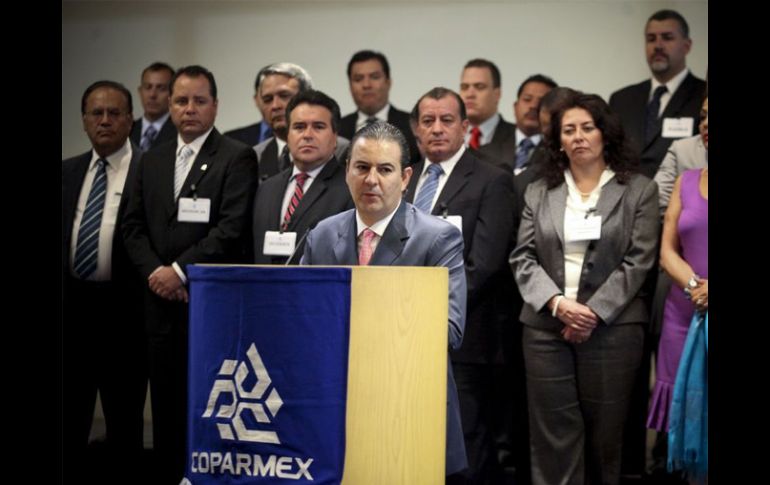 Gerardo Gutiérrez Candiani, presidente de la Coparmex, durante conferencia de prensa la tarde de este miércoles. EL UNIVERSAL  /