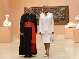 El cardenal Antonio María Rouco y Carmen Thyssen durante la inauguración. EFE  /