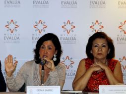 Edna Jaime, de México Evalúa, e Isabel Miranda de Wallace, de Alto al Secuestro, en la presentación del informe. EL UNIVERSAL  /