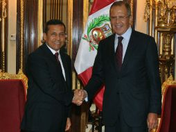 Lavrov fue recibido por Humala en el Palacio de Gobierno de Lima, con el objetivo de afianzar relaciones peruano-rusas. AFP  /