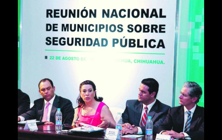 Lorena Martínez, alcaldesa de Aguascalientes, durante el evento de la Conferencia Nacional de Seguridad Pública Municipal. NTX  /