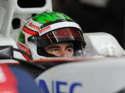 El piloto mexicano, Sergio Pérez, durante la primer sesión de práctica en el circuito Spa-Francorchamps. AFP  /