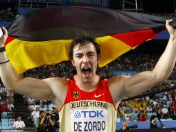 De Zordo celebra la victoria de la prueba de jabalina en el Mundial de Atletismo. REUTERS  /