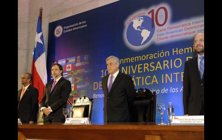 El presidente de Chile, Sebastián Piñera, en las celebraciones del décimo aniversario de la Carta Democrática Iberoamericana. NTX  /