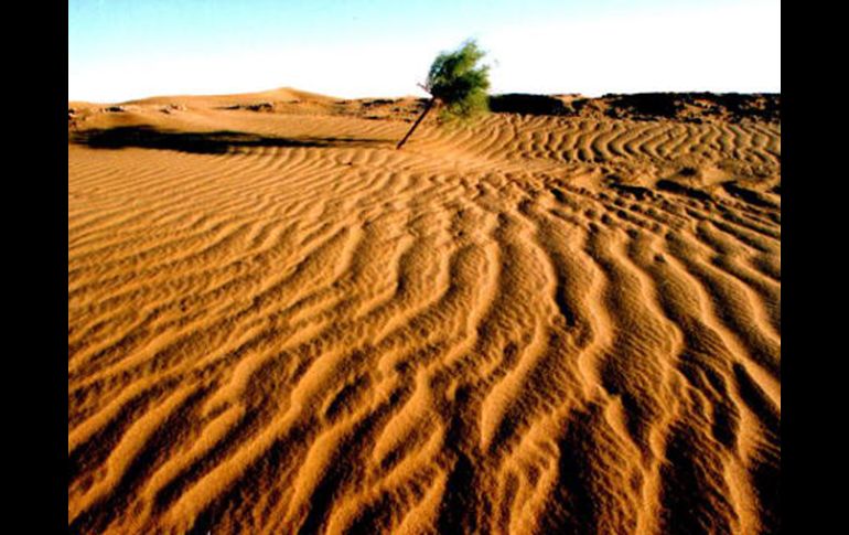 Paisaje rojizo en el desierto de Ejina Qi en el norte de China. EFE  /