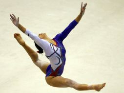 Elsa García durante el Panamericano de Gimnasia en Guadalajara en el 2010. MEXSPORT  /