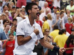 Djokovic celebra su triunfo en el US Open de Tenis en Estados Unidos. AP  /