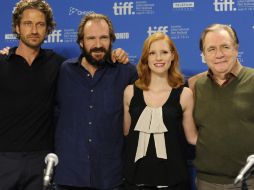 Gerard Butler, Ralph Fiennes, Jessica Chastain y Brian Cox. AP  /