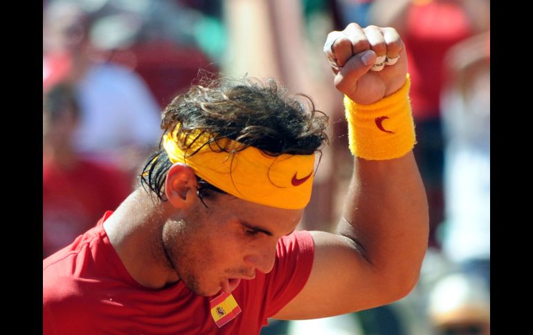 Rafael Nadal celebra después de ganar la Copa Davis contra el francés Richard Gasquet. AFP  /