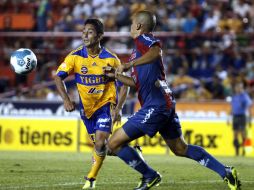 Tigres no pudo mantener el invicto en el duelo ante el Atlante, en Quintana Roo. EFE  /