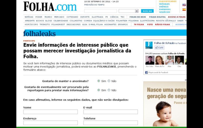 Folhaleaks ha sido creado para ampliar el acceso de la sociedad a informaciones relevantes. ESPECIAL  /