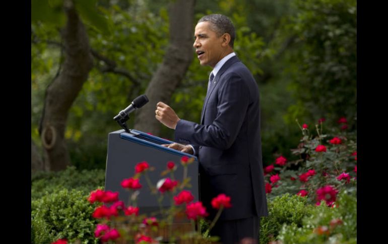 Barack Obama durante el discurso que dio en la Casa Blanca. AP  /