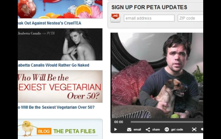 PETA ha entregado la documentación necesaria para lanzar su página. ESPECIAL  /