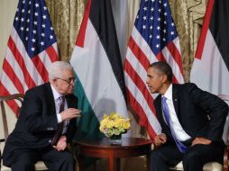 Presidente palestino, Mahmoud Abbas en reunión con su par estadounidense Barack Obama. AFP  /