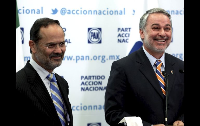 El presidente del CEN del PAN, Gustavo Madero junto al  gobernador de Jalisco, Emilio González Márquez. NOTIMEX  /