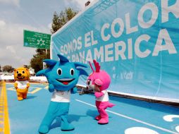 Las mascotas de los Juegos Panamericanos estuvieron en los carriles Panamericanos. E. BARRERA.  /