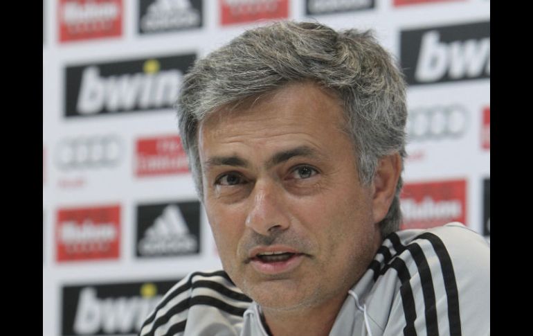 El portugués José Mourinho, técnico del Real Madrid, durante la rueda de prensa previa al partido contra el Espanyol. EFE  /