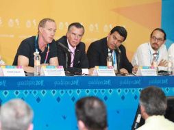 Autoridades del Copag se reunieron hoy en el Centro de medios ubicado en la Expo Guadalajara.  /