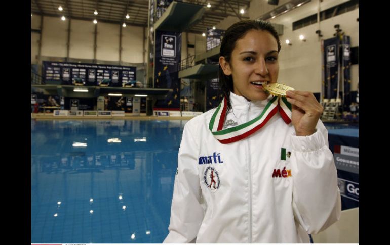 Paola Espinosa de la competencia de 3 mts, durante la Serie Mundial de Clavados FINA 2008. MEXSPORT  /