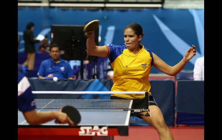 Luisa Zuliuaga, de Colombia, en la competencia femenil de Tenis de Mesa. MEXSPORT  /