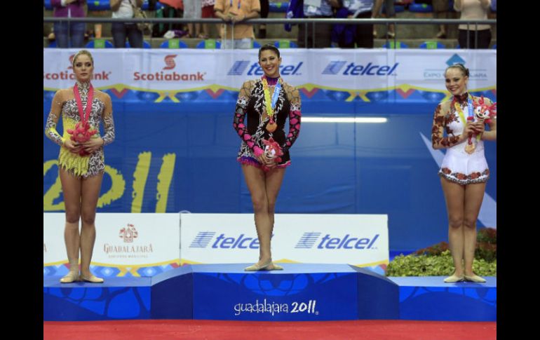 La gimnasta, durante la premiación. AP  /