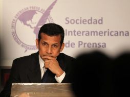 El presidente de Perú, Ollanta Humala, durante la inauguración de la 67 asamblea general de la Sociedad Interamericana de Prensa. EFE  /