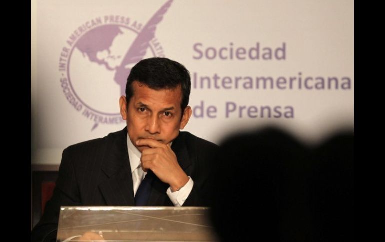 El presidente de Perú, Ollanta Humala, durante la inauguración de la 67 asamblea general de la Sociedad Interamericana de Prensa. EFE  /