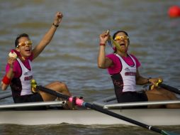 Foto de acción de la dupla de Analicia Ramírez y Lila Pérez Rul. AFP  /