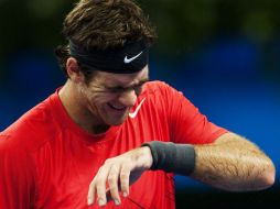 El tenista argentino Juan Martin Del Potro durante el encuentro de raquetas con James Blake. AFP  /